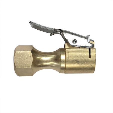 Interstate Pneumatics 1/4 Inch FPT Straight Locking Foot Chuck with Clip and Shut-off Valve T02